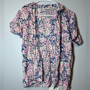 Van Heusen for Her Floral Short Sleeve Button Down Shirt